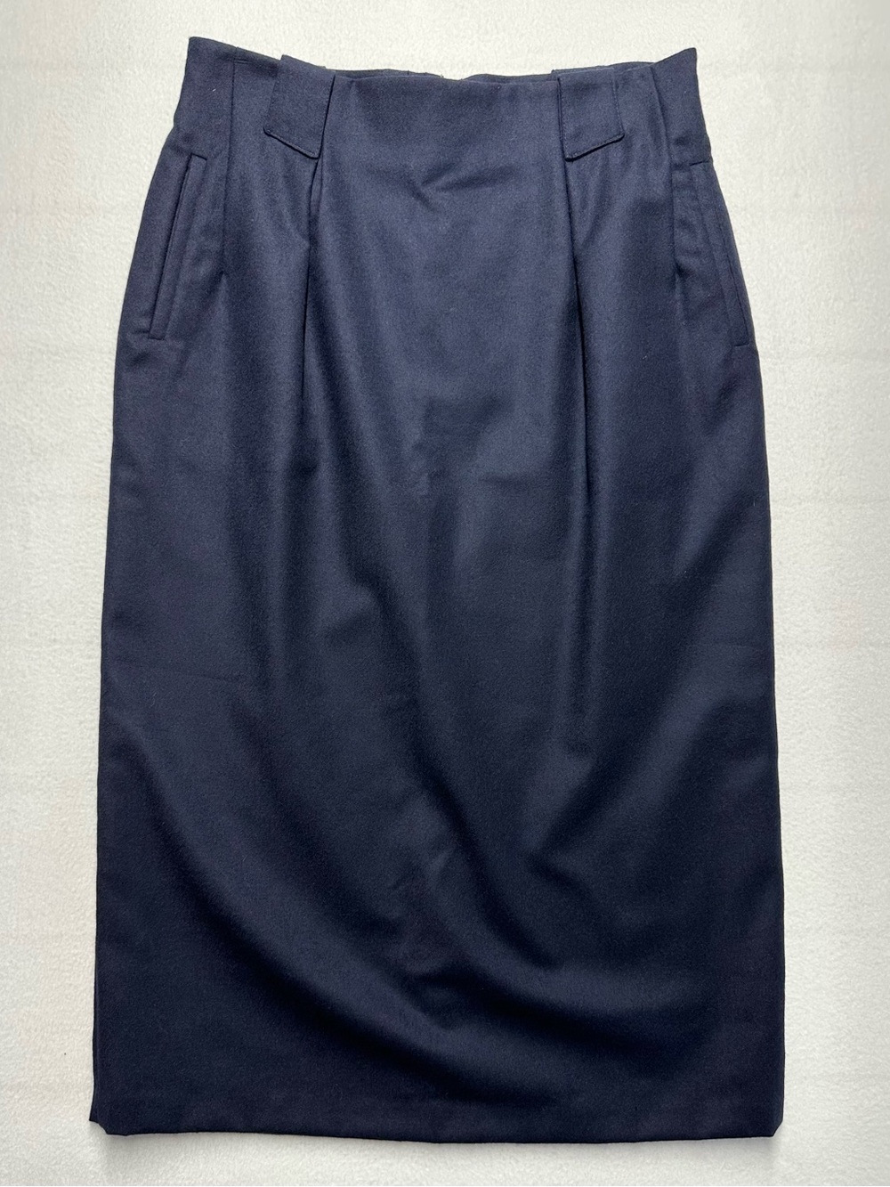 DAVID N. Women’s 100% Wool Navy Midi Pencil Skirt Size 14 Vintage